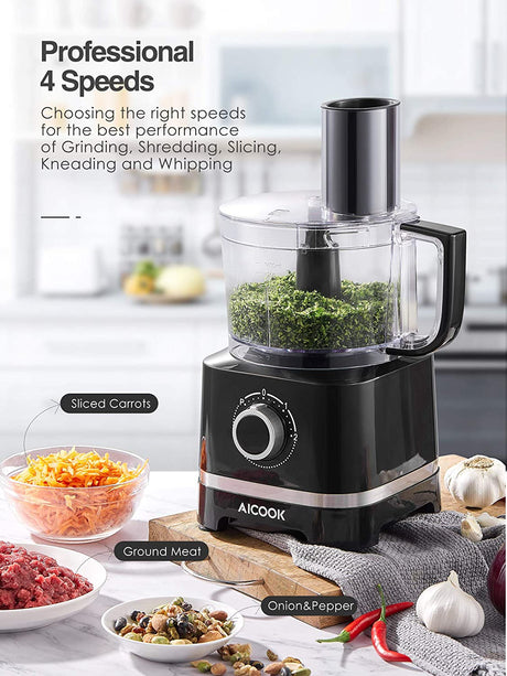 16 Functions Food Processor, 700W, 12-Cup Food Chopper with 4 Speeds for Chopping, Pureeing, Mixing, Shredding, MODEL: FP202SA
