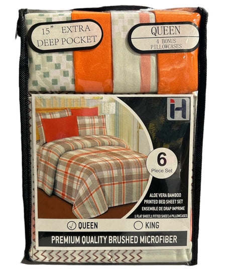 Queen Size Aloe Vera 6 Piece Bedsheet with pillowcases