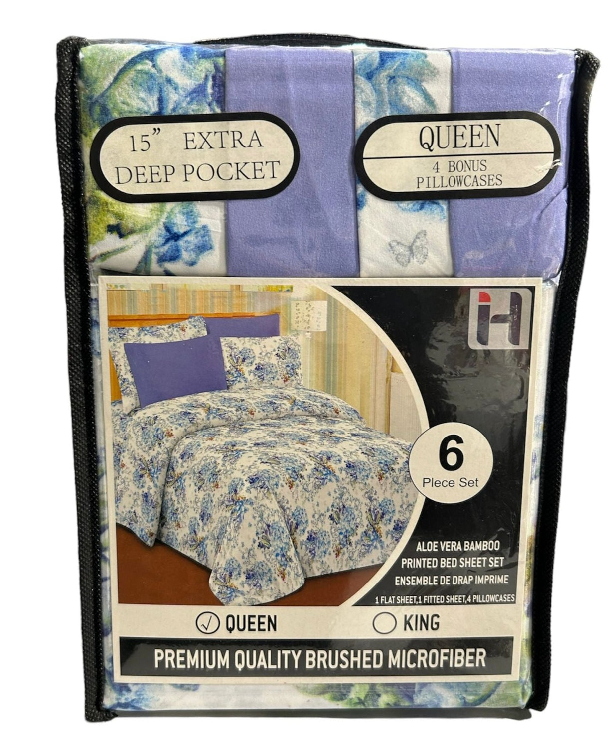 Queen Size Aloe Vera 6 Piece Bedsheet with pillowcases