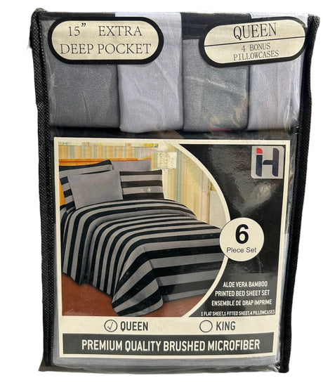 Queen Size Aloe Vera 6 Piece Bedsheet with pillowcases - AGSWHOLESALE